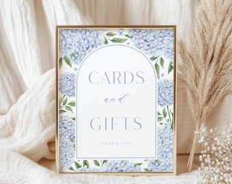 Blue Hydrangea Cards and Gifts Display Sign | Blue Flower Arch Design | Size: 8x10" | Printable Files, Instant Digital Download 428