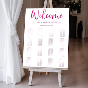 Editable Party Seating Chart Custom Sign for Any Event, Multiple Sizes, Self-Edit Text and Colors, Instant Download, Corjl Template #075