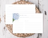 Blue Hydrangea Recipe Cards (Print), Printable Files, Instant Digital Download, 428