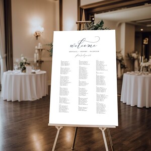 Alphabetical Seating Chart Editable Template for Wedding or Any Event | Minimalist Script | Edit Online, 3 sizes | Digital Download #120