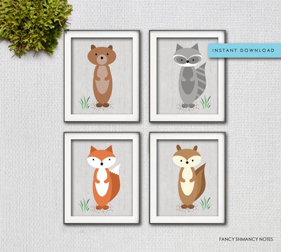 Woodland Animal Nursery Prints Printable Art Baby Shower