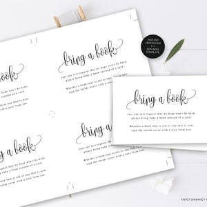 Modifiable Apportez un livre pour bébé, script minimaliste, carte de demande de livre, texte modifiable, couleurs personnalisées téléchargement immédiat modèle CORJL 916