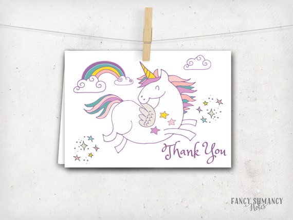 Magical Unicorn Thank You Card, Instant Download, Printable File 8117 Il_570xn