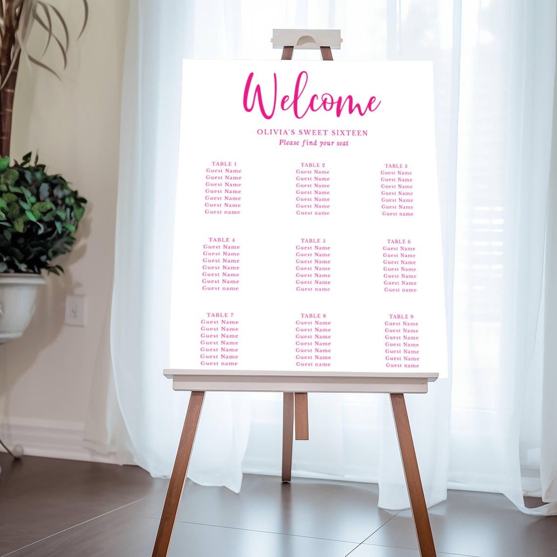 Editable Party Seating Chart Custom Sign for Any Event, Multiple Sizes ...