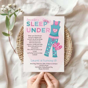 Editable Sleepunder Birthday Invitation Template | Pajama Design | Any Age | 4x6 & 5x7 Sizes | Self-Edit Online, Digital Download #056