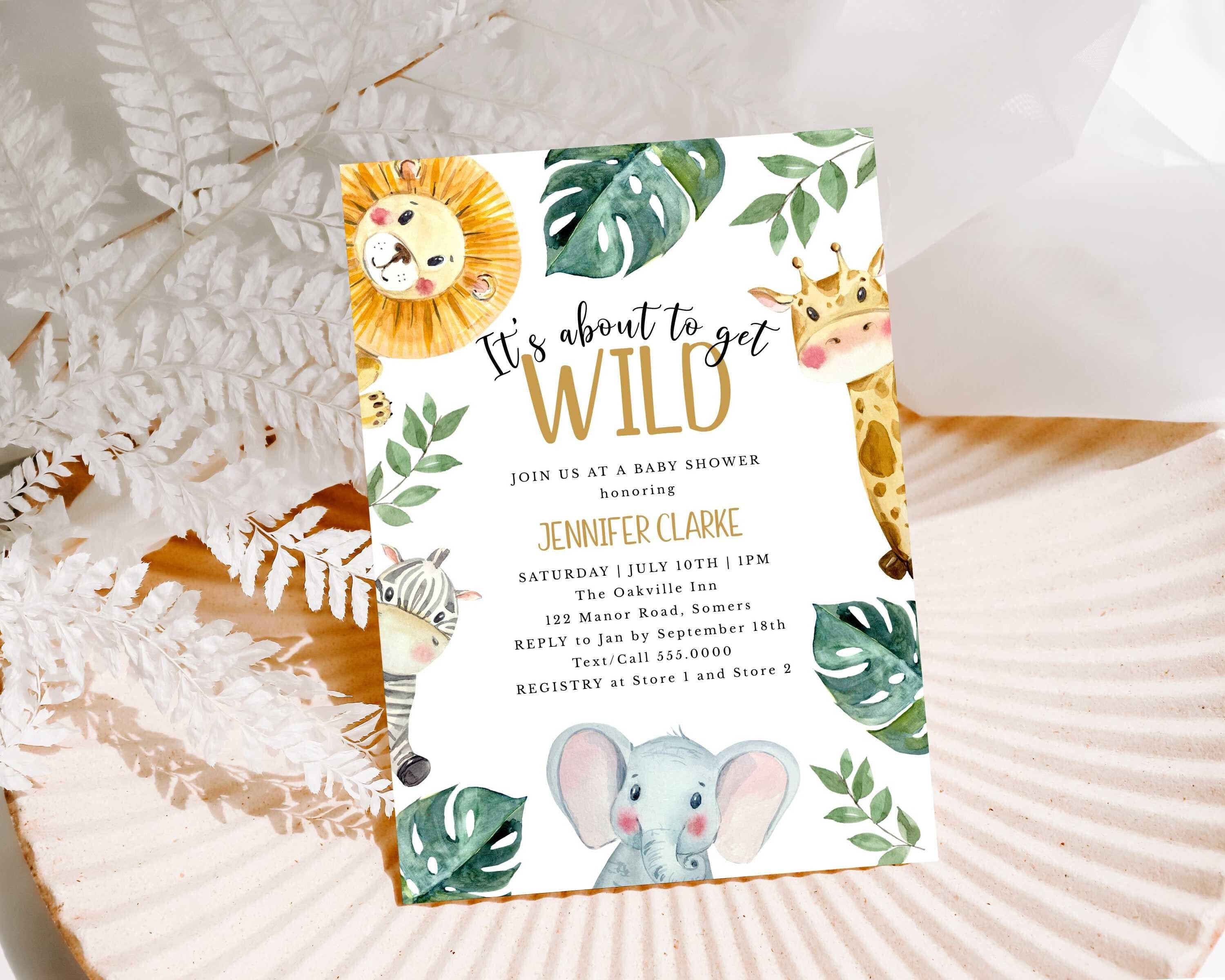 Jungle Theme Baby Shower Editable Invitation, Cute Animals-about to Get  Wild, Print or Text, Instant Download, CORJL Template-142 - Etsy, image size:3000x2400