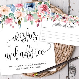 Druckbare Wünsche und Ratschläge Karten und Schild, hübsche Aquarell Blumen und Kalligraphie, jedes Ereignis, druckbare Datei, sofortiger Download-159