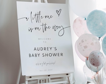 Welkomstbord babyshower bewerkbare sjabloon, minimalistisch kleintje ontwerp in 3 maten, kleuren en tekst online bewerken, digitale download #122