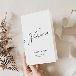 Wedding Program Template | Booklet Style Fancy Script Minimalist Design, Fully Editable #177