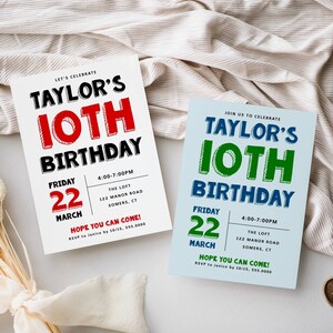 Red Black Birthday Invitation Template Block Font ANY AGE Fully Red Black Birthday Invitation Template Block Font ANY AGE Fully