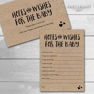 Baby Shower Hoffnungen und Wünsche Rat Karten für Baby druckbare Karten und Zeichen rustikale Kraft Instant Download #9241