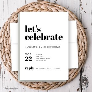 Simple Chunky Print Editable Birthday Invitation, Edit Yourself-Any Age, Event, Colors, Print or Text, Instant Download, Corjl Template #847