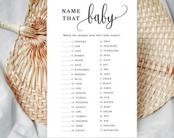 Juego para baby shower, adivina el animalito que aparece en la foto, diseño sencillo y minimalista, archivo imprimible para imprimir, descarga instantánea 916
