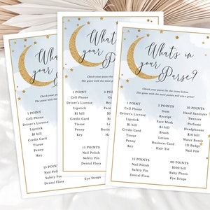 Printable Over the Moon Baby Shower Game Card What's in - Etsy