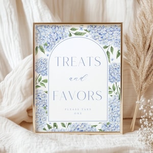 Blue Hydrangea Treats and Favors Display Sign | Blue Flower Arch Design | Size: 8x10" | Printable Files, Instant Digital Download 428