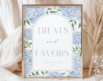 Blue Hydrangea Treats and Favors Display Sign | Blue Flower Arch Design | Size: 8x10" | Printable Files, Instant Digital Download 428