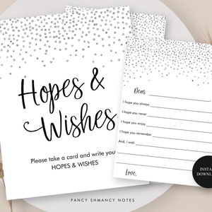 Druckbare Silber Glitter Konfetti Hoffnungen und Wünsche Rat Karten Geburtstag, Abschluss Wunsch Karten, sofortiger Download druckbare digitale Datei 348