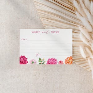 Wens- en advieskaarten roze pioen voor elk evenement | Felroze en oranje bloemen: 4 x 6 inch | Zelf afdrukken, digitaal bestand, direct downloaden 119