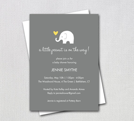 Yellow /& Grey Elephant Gender Neutral Baby Shower Invitation Editable PDF