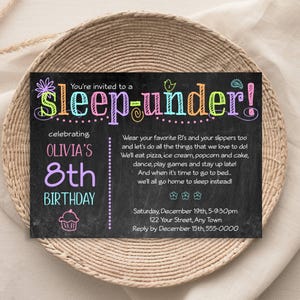 Sleepunder Birthday Invitation: Chalk Letter Style (Editable Template) 5504