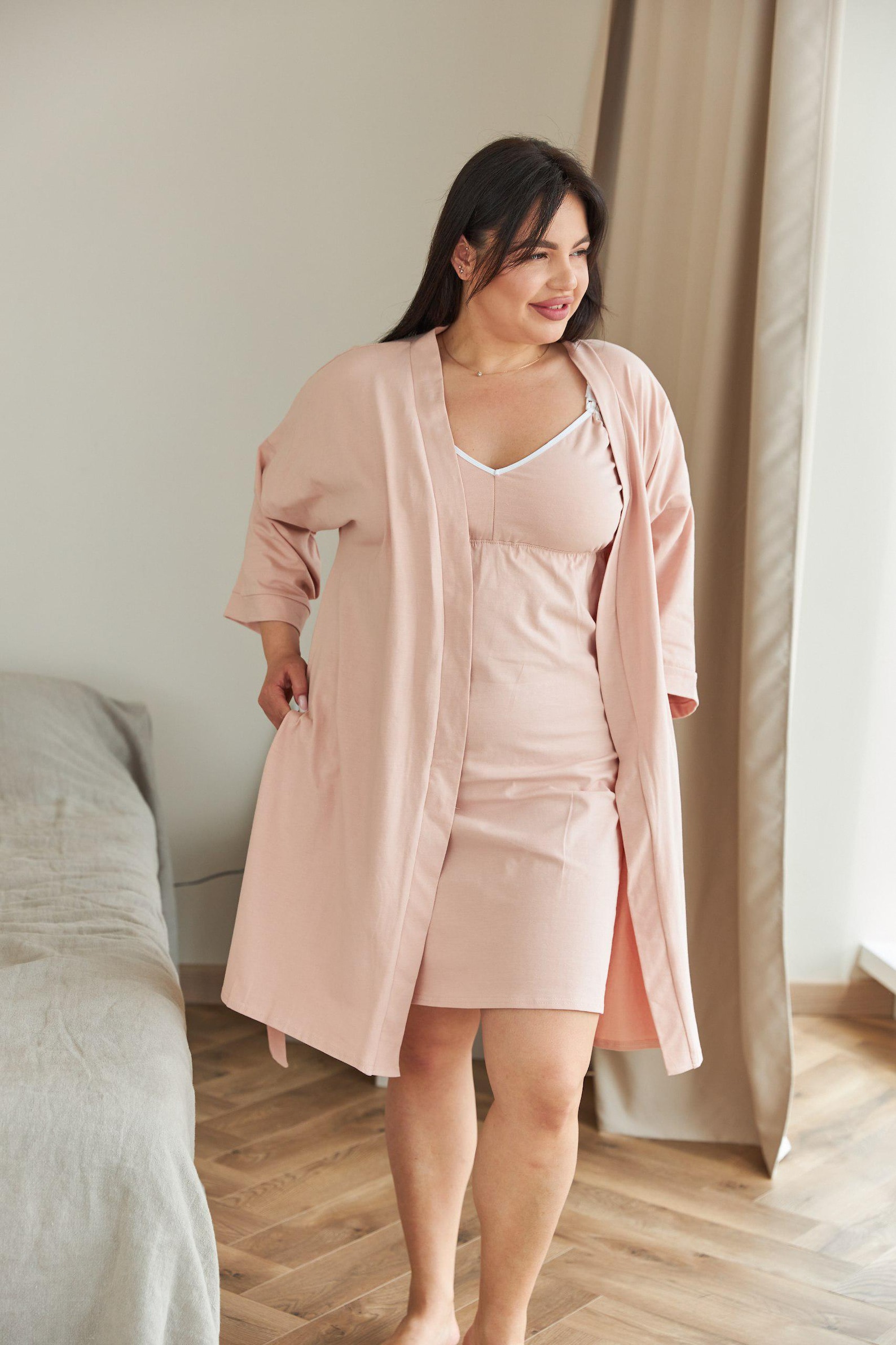Maternity Robe and Nightgown Set – Nursing Clips, Hospital Bag Gift for ...