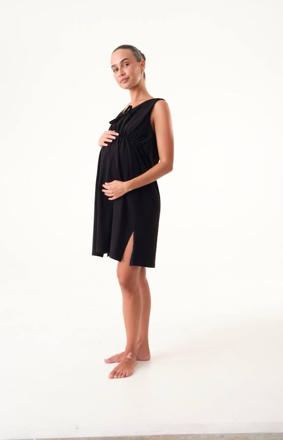 black cotton maternity dress The Maternity Ellie Nap Dress Black Cotton | S | | 100% Cotton