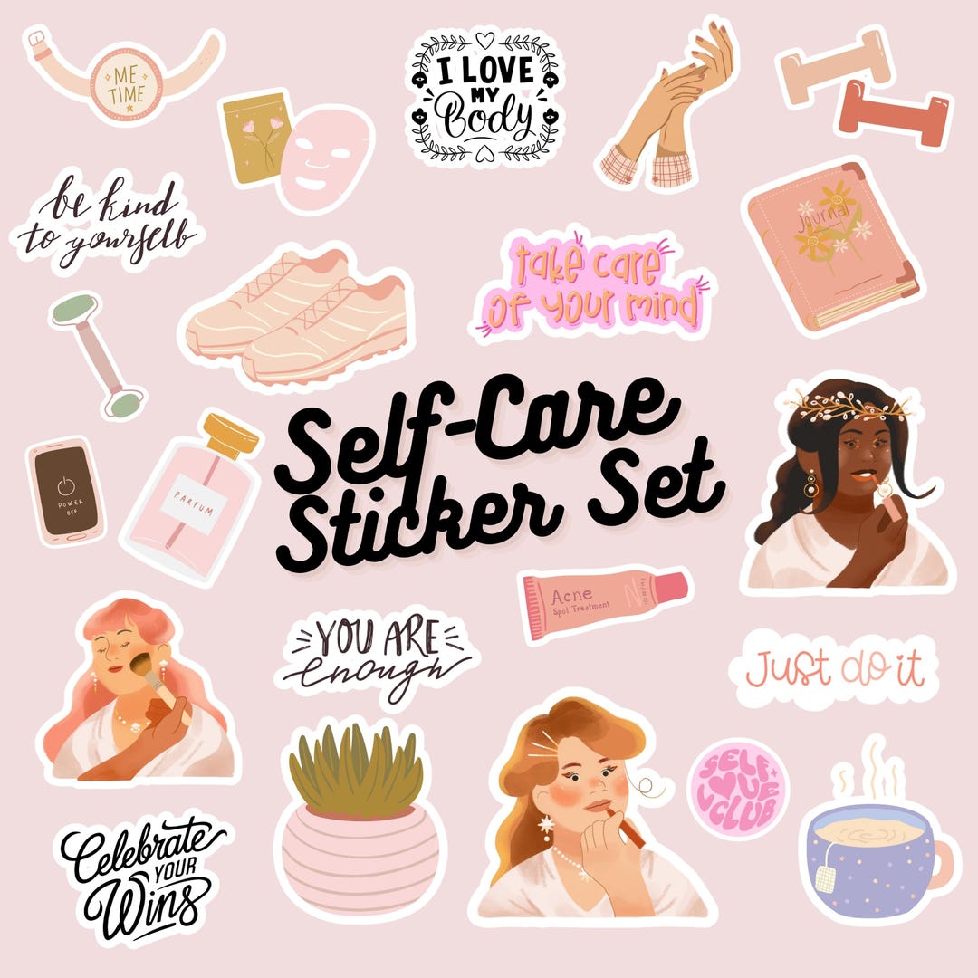 Self-care Digital Sticker Set – Printable Aesthetic Wellness Stickers ...