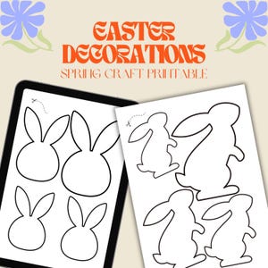 Easter Bunny & Egg Cut-Out Templates – Printable DIY Easter Crafts – Bunny Silhouette Stencil – Kids’ Easter Activity – Easter Decoration