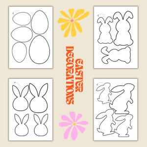 Easter Bunny & Egg Cut-Out Templates – Printable DIY Easter Crafts – Bunny Silhouette Stencil – Kids’ Easter Activity – Easter Decoration