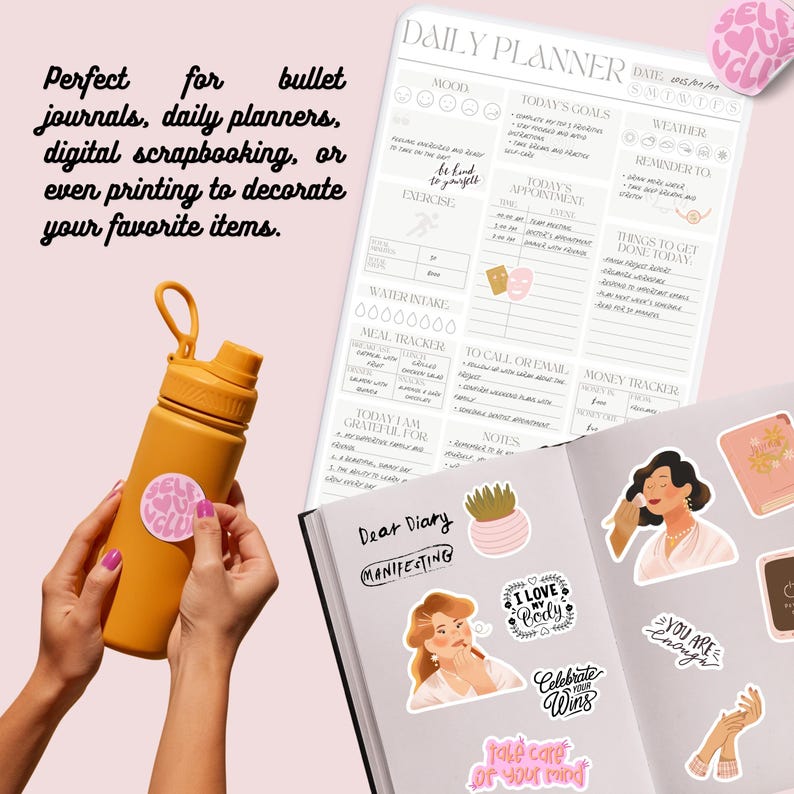 Self-care Digital Sticker Set – Printable Aesthetic Wellness Stickers ...