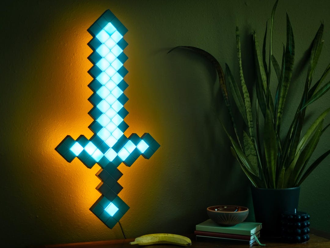 Minecraft Sword LED Wall Lamp, Life Size, Game Room Decor, RGB ...