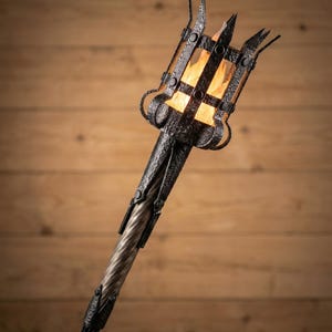 Medieval Torch Wall Lamp, Gothic Castle Sconce, Fantasy Dungeon Decor, D&D Game Room Lighting, LED Faux Flame Knight Light, RPG Gift image 9