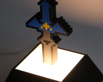 Pixel Art Zelda Sword Lamp: Gamer Room Decor with LED Light