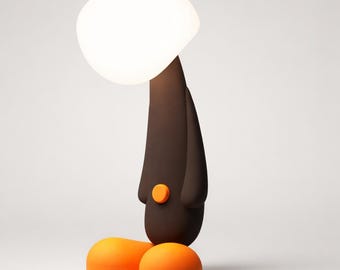 3D Printed Character Lamp | Minimalist Pop Art Desk Light, Orange Shoes Decor