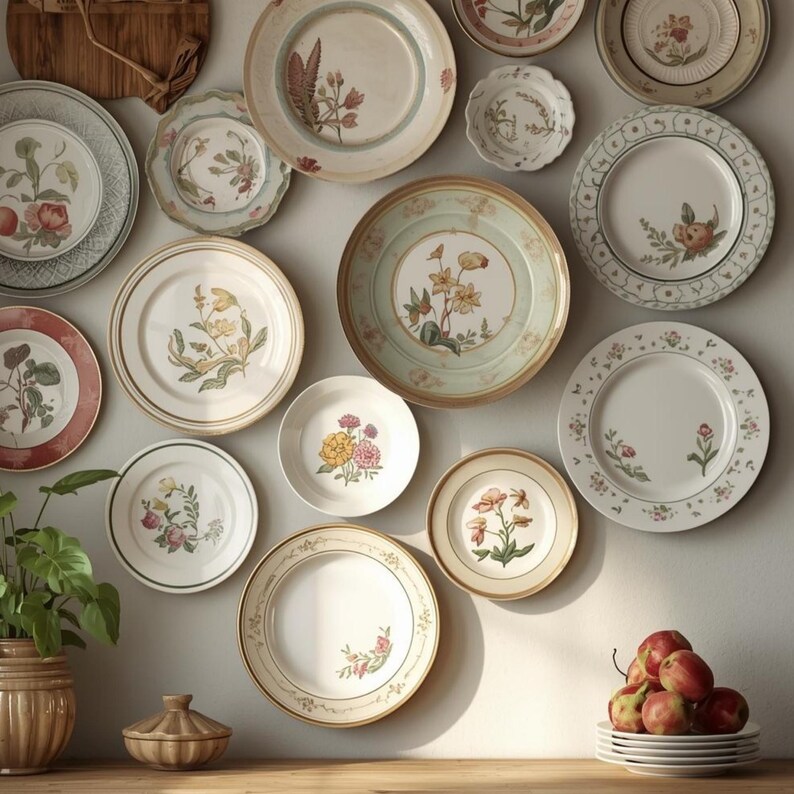Vintage Plate Wall Bundle | Curated Wall Decor Gift Set of 3, 5, or 7 ...