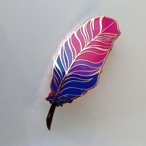 Bi Bisexual Pride Feather Enamel Pin LGBT