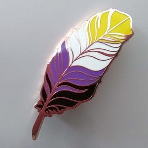 Non-binary Enby Pride Feather Enamel Pin LGBT