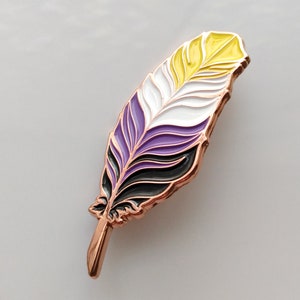 Non-binary Enby Pride Feather Enamel Pin LGBT