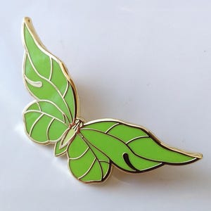 Green Leaf Butterfly Enamel Pin Fairy Accessory