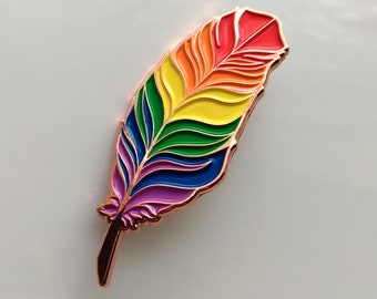 Rainbow Pride Feather Enamel Pin LGBT