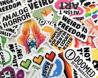 Set: Four Original Vinyl Stickers, Digital Human Art