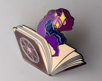 Grimoire pin, magic book enamel pin