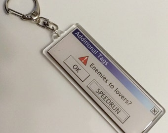 Enemies to Lovers Speedrun OS Pop-up Error Keychain
