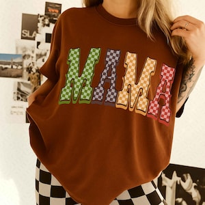 Fall Mama PNG, Checkered Mama Sublimation Design, Autumn Colors Mom Shirt PNG,Retro Mama Fall Download,Trendy Checkered Mom PNG Thanksgiving