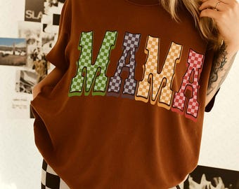 Fall Mama PNG, Checkered Mama Sublimation Design, Autumn Colors Mom Shirt PNG,Retro Mama Fall Download,Trendy Checkered Mom PNG Thanksgiving