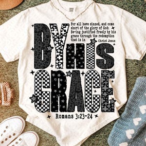 Saved By His Amazing Grace Png, Jesus PNG, Bible Verse png Christian Sublimation, God Png,Preppy Black White,Christian Shirt,Faith Religious