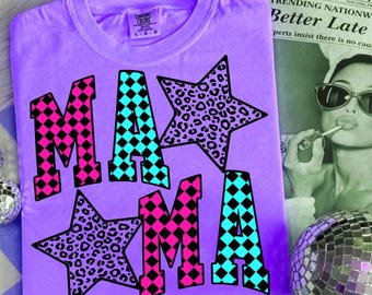 Neon MAMA png, Leopard Star Mama Png, Neon Mama a scacchi, File digitale mamma colorata, Maglietta estiva mamma Png Trendy Mama Sublimazione, Mamma png