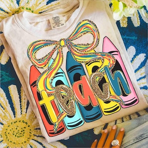 Cute Teacher PNG, School Teacher Markers Colorful Leopard Print, Preppy Back to School Teacher Glitter Leopard, Hand-Drawn, Digital Design