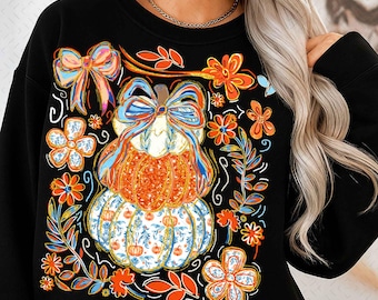 Preppy Grandmillennial Pumpkin PNG, Grandmillennial Coquette PNG, Fall PNG, Pumpkin Png, Fall Bow Png, Grand Png, Trendy Png,Brushstroke Png