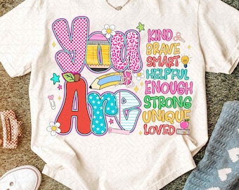 Preppy Back To School Png, First Day of School Png, You Are Kind Png, Pink School Shirt Png Design, Hello School Gift for Teacher Png